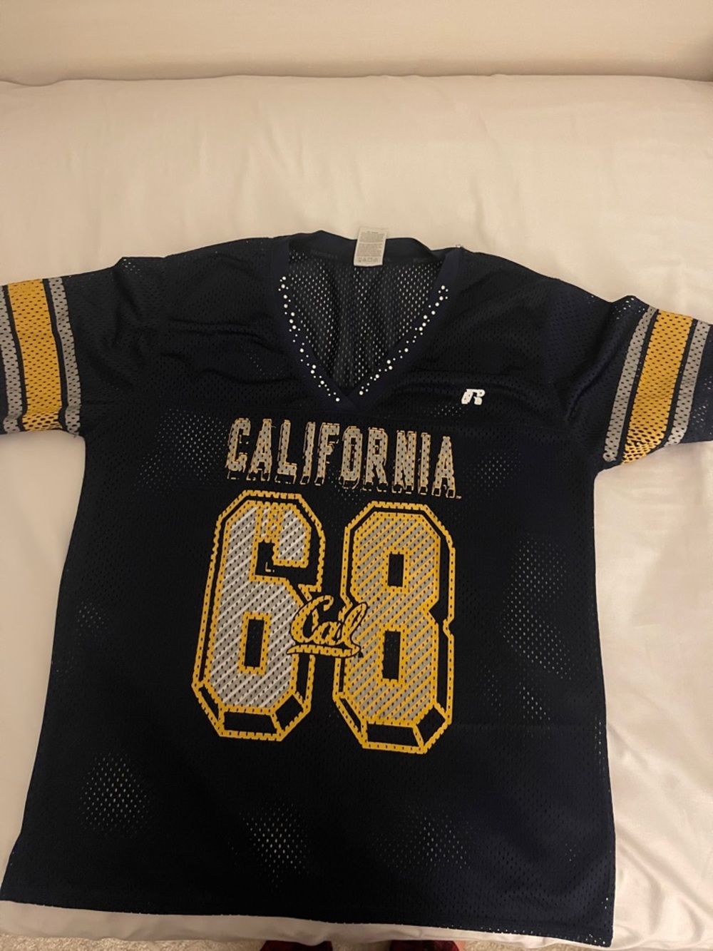 Russell Athletic Navy Blue and Gold California 68 Mesh Jersey